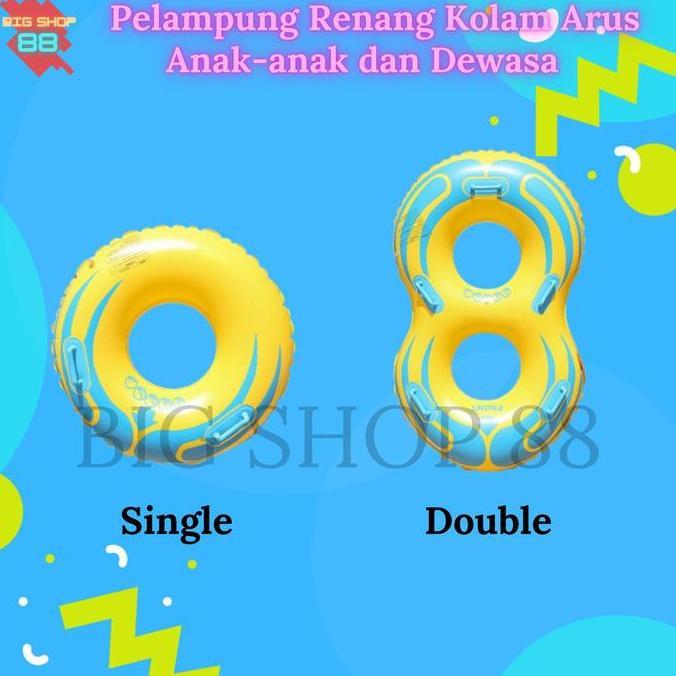 Pelampung Ban Renang Kuning Single Double Dewasa Anak Anak Kolam Arus Kolam Renang Swim Ring