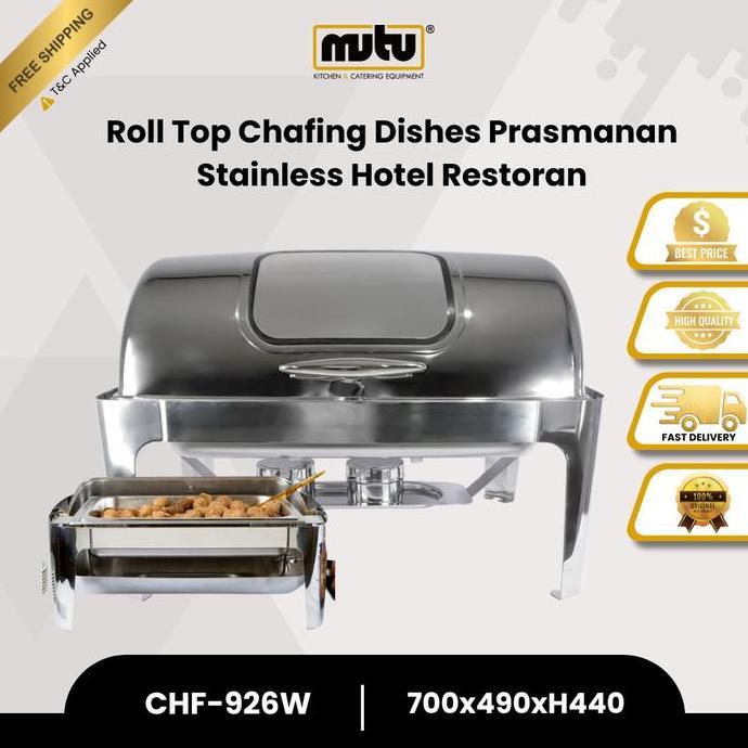 MUTU Chafing Dish Stainless Tempat Penghangat Makanan Prasmanan Roll Top 9 Liter CHF926W