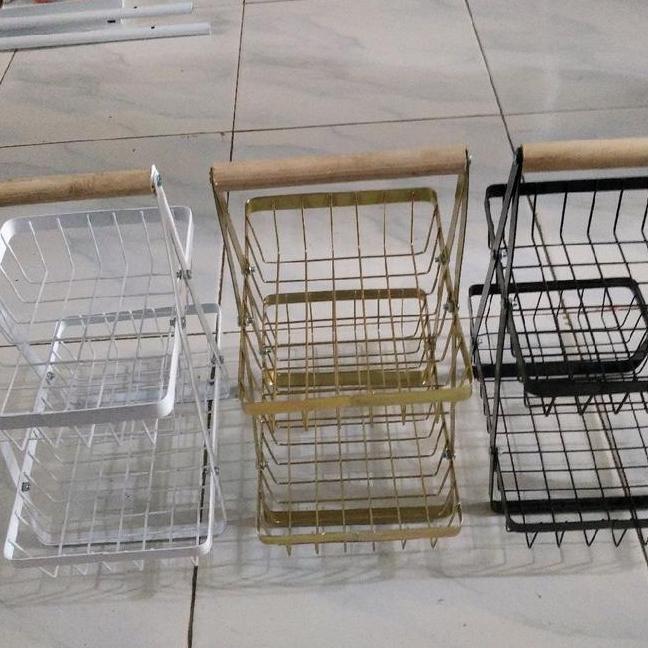 Rak Buah Sayur Keranjang Serbaguna Susun 2 Besi Penyimpanan
