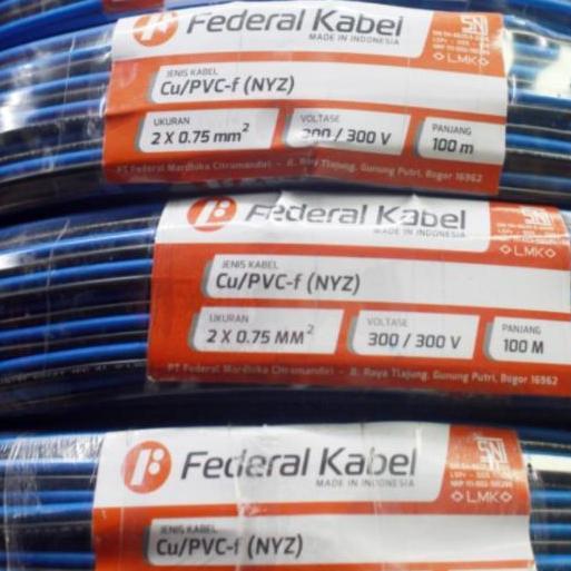 Grosir Kabel Twin Round Nyz 2X0,75 2X0.75 2X0,75Mm Federal @100Meter