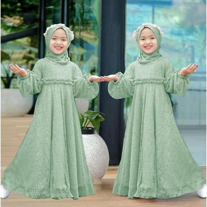 Gamis Gandy Kids / Gamis Anak Pesta  Brokat Gliter Import Super / Size M-L-Xl-Xxl Lebaran Muslim Dre