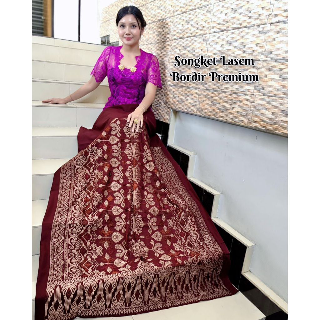 Kamen songket endek bordir Lasem lembar