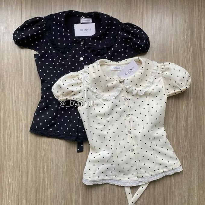 Balivis_shop - Blouse Top Polkadot Crop Blouse Atasan Wanita | Blouse Polkadot | Crop Atasan Crop Wa