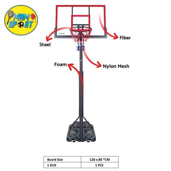 Papan Ring Basket Portable BOUNCE FIBER 120X80CM STAND