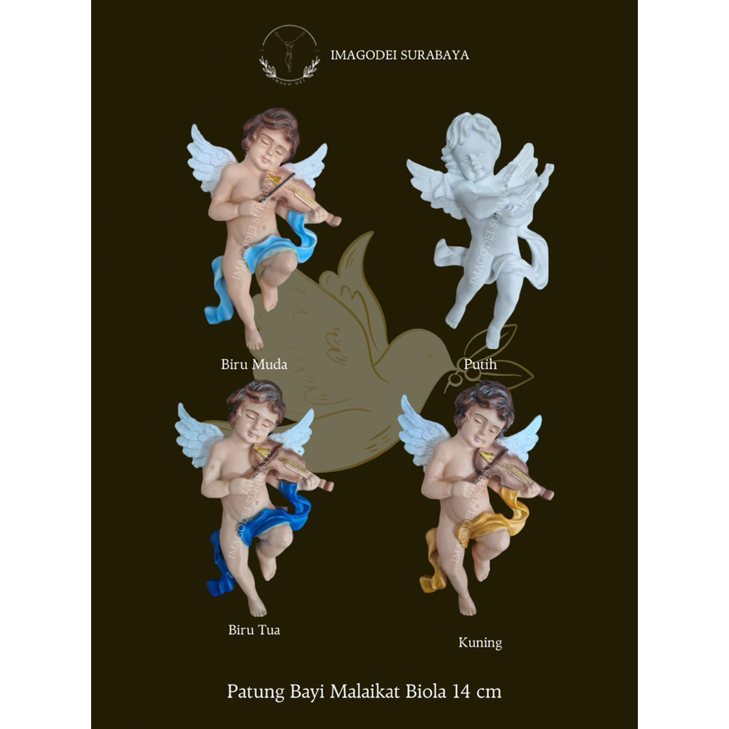 Patung Bayi Malaikat Alat Musik 14 cm/Patung Pajangan Malaikat/Patung Angel