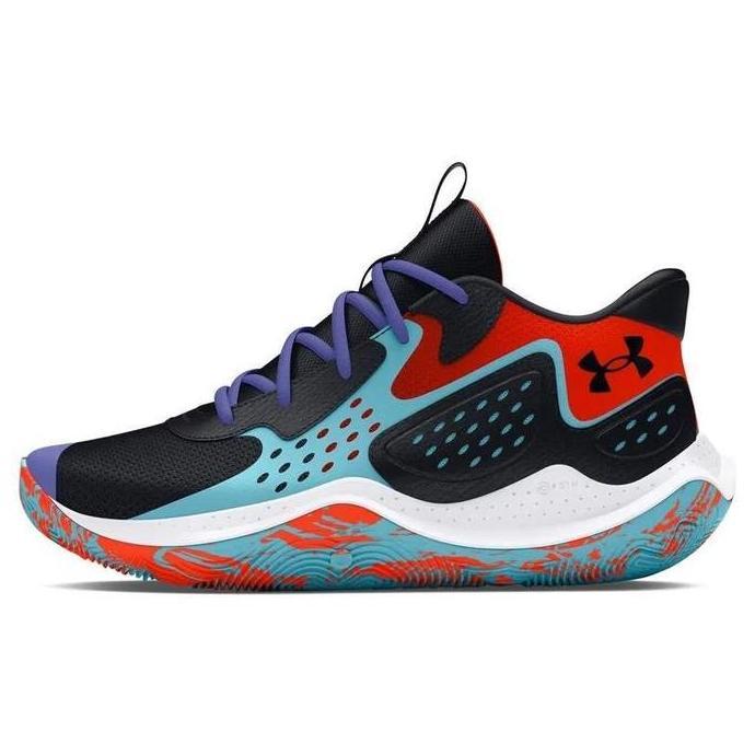 Sepatu Basket UA Jet '23 Black Sky Blue 3026634-