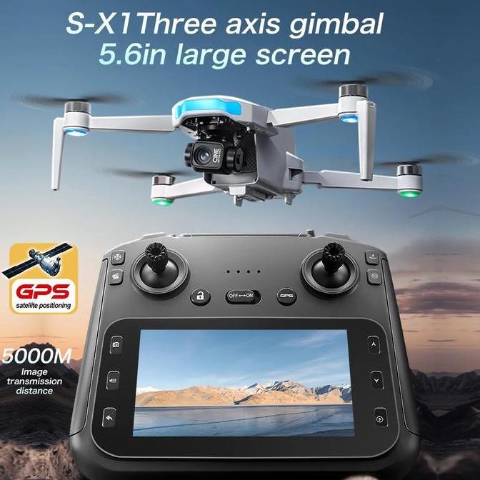 Drone S-X1 Kamera HD 1080P Gimbal 3-Axis + EIS, Hasil Rekaman Super Stabil