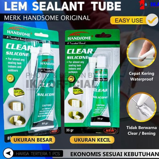 GRANTZY Lem Kaca Silicone Odol Tube Besar 85 gr gram Handsome Lem Kaca / 35 gram Lem Silicon Sealant
