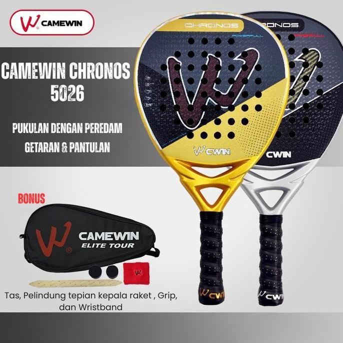 VIVASPORTS - CAMEWIN 5026 CHRONOS RAKET PADEL CARBON KEVLAR GOLD BLACK / RACKET PADEL