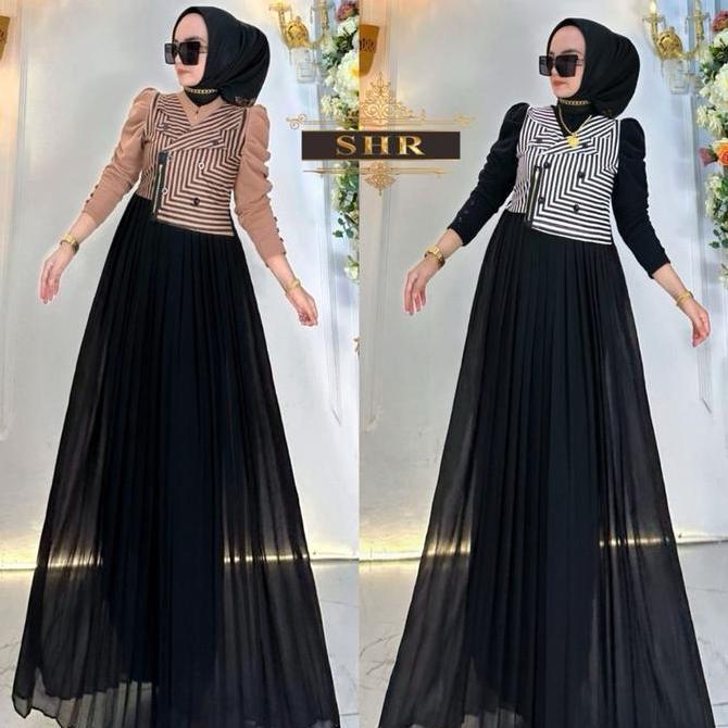 Langsungaja- Shr Original TerbaruMaxydress Rompi Salur Cantik