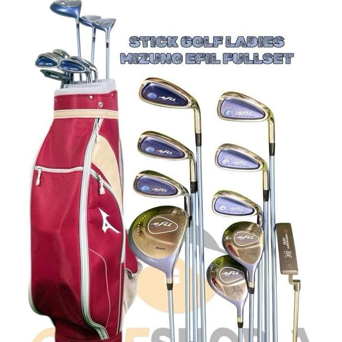 BEBAS ONGKIR - Set Stick Golf Ladies Mizuno Efil Shaft Graphite Flek Ladies Original Fullset Bag Gol
