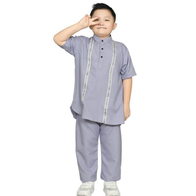Junior Kids - Arka Koko Anak Laki Laki Lengan Pendek free peci Usia 1 10 Tahun Koko list Pita Batik 