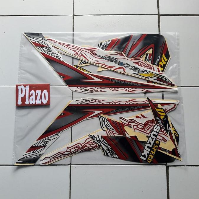 striping motor satria Fu 150 2011 Putih-Hitam