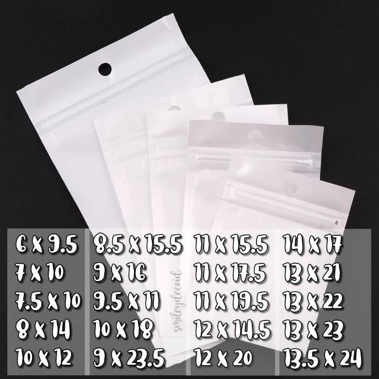 BIG PROMO PLASTIK KLIP ZIPLOCK PUTIH SUSU TRANSPARAN STICKER STORAGE BAG AKSESORIS BANYAK UKURAN 6X1