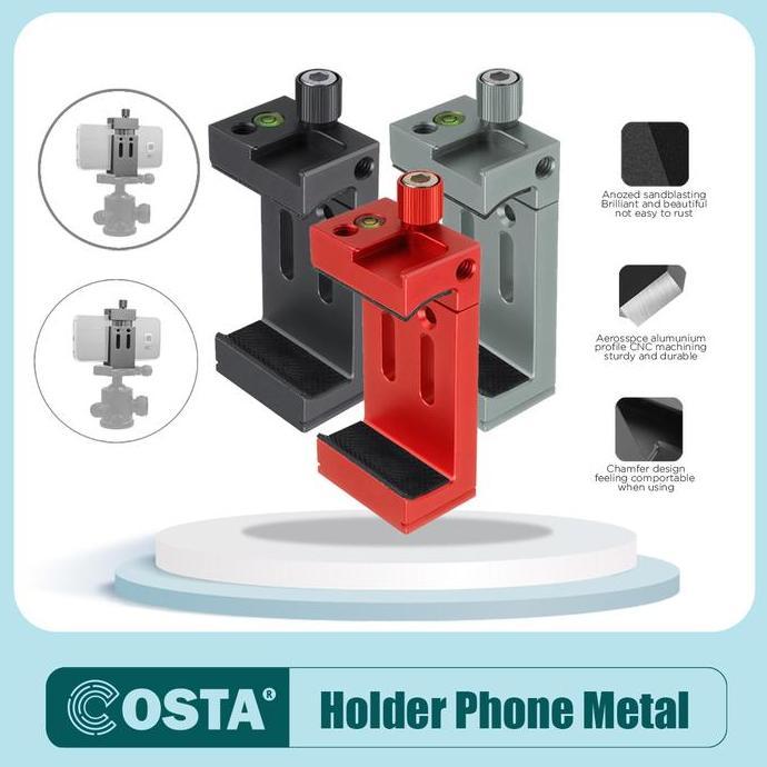 COSTA PH-10 CNC Metal Phone Holder Tripod With HotShoe/ Waterpass