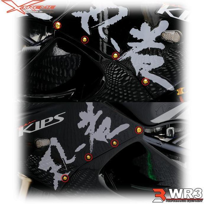 Paketan Baut Titanium WR3 Body Fairing ZX25R Ninja 250 FI Karbu / 150 RR 1 ZX636 ZX6R ER6 / Xmax 250