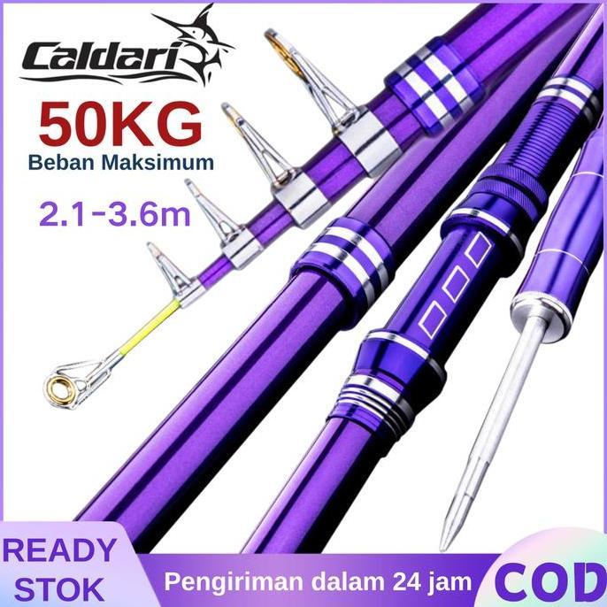 Caldari Joran Pancing Carbon Fiber Sea Fishing Rod 2.1M-3.6M/7 Tongkat Stik Pancing 3.6Meter Stick P