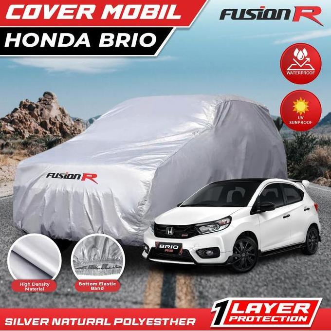 SUPER HEMAT - Cover Mobil / Sarung Mobil BRIO merk FUSION R / Cover Mobil Putih