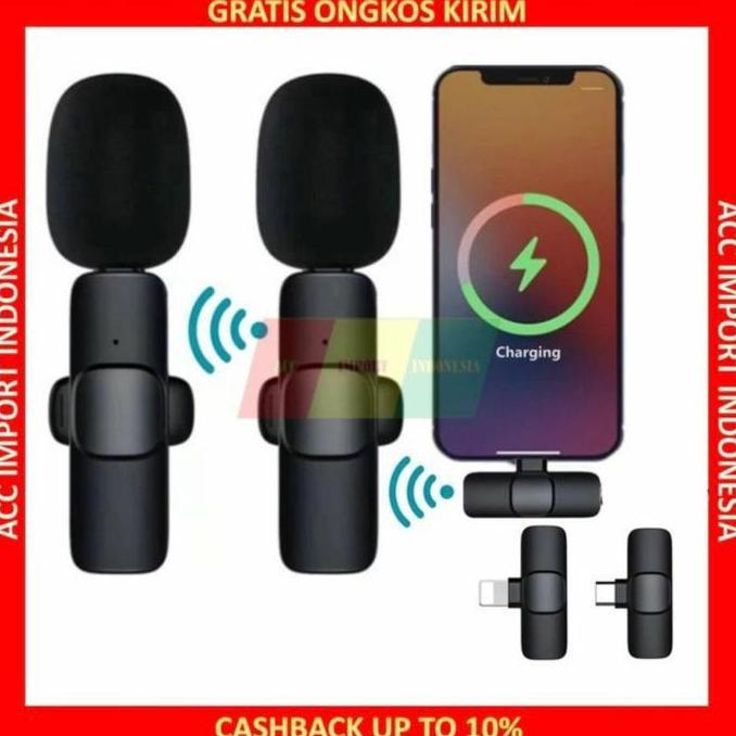 Microphone Wireless Type C HP Laptop MIC Clip On Mikrofon untuk Smartphone HP