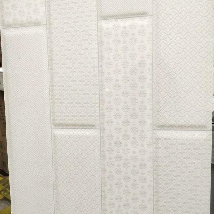 KERAMIK DINDING 30X60 BATIK / BEVEL MOTIF BATIK PUTIH HITAM ABU
