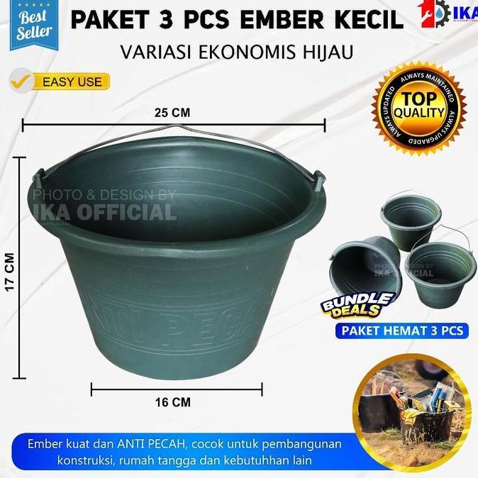 BOVANA PAKET 3 PCS EMBER TERMURAH  Ember cor hijau / ember murah / ember cupang / Ember Plastik Hija