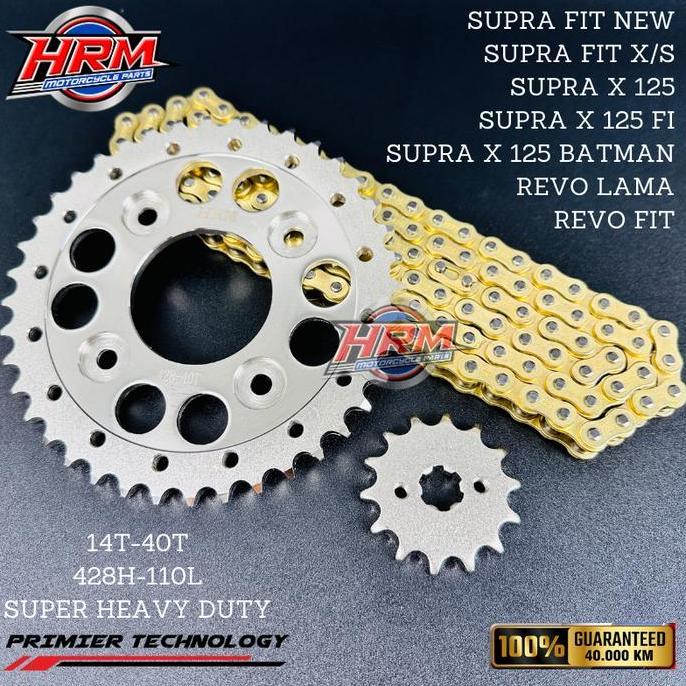 GEAR SET GIR SET RACING SUPRA FIT NEW SUPRA X 125 FI REVO FIT SUPRA FIT S X BLADE 40T SILVER GOLD Mo