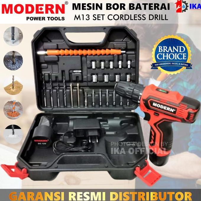 NIOCHA BOR MESIN ELEKTRIK CAS BATERAI MURAH KOPER MODERN M-13SET ORIGINAL