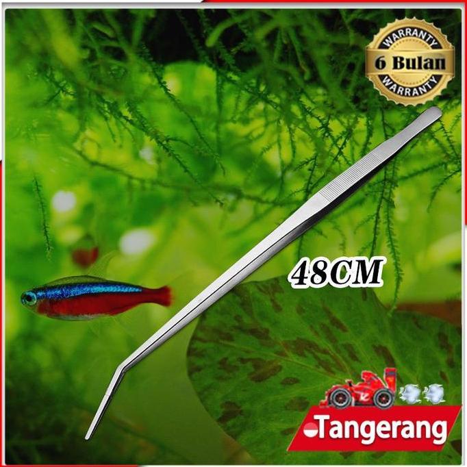 KIMDARY 48cm Pinset Aquascape Stainnless Pinset Panjang Aquarium Pinset Bengkok Aquascape