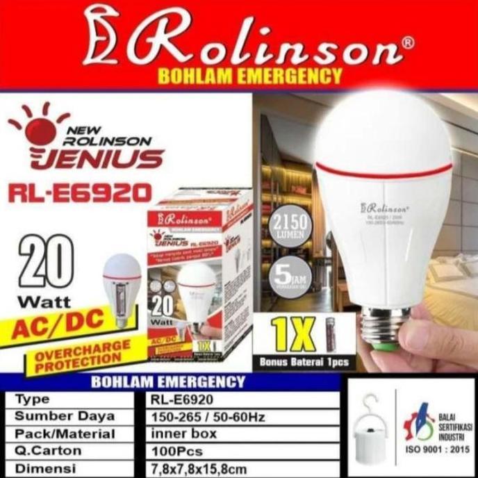 BOHLAM EMERGENCY ROLINSON/LAMPU EMERGENCY MENYALA SAAT MATI
