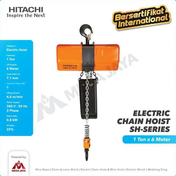 Promo Hitachi Electric Chain Hoist 1 Ton X 6 Meter 3F Sh Series