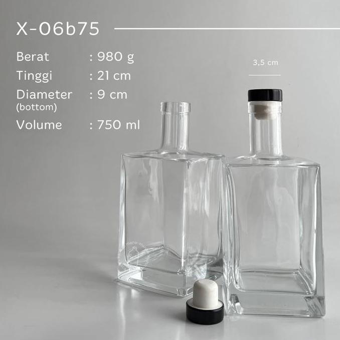 Botol kaca - The Cube Liquor Glass Bottle -  Botol Liquor