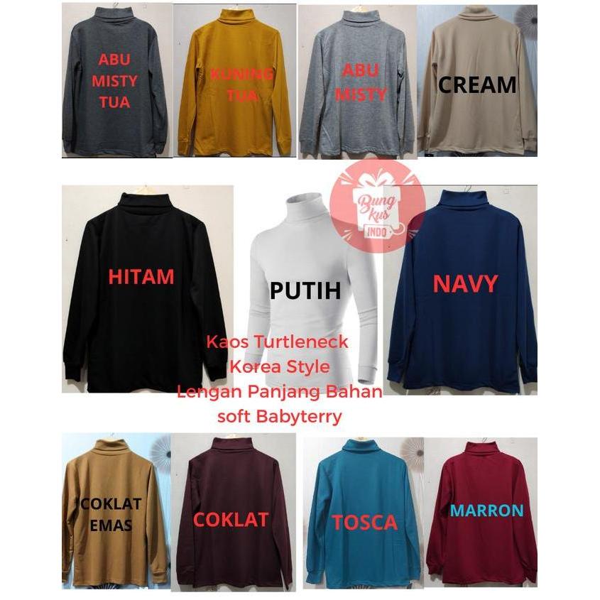 Fuku- Kaos Turtleneck Tangan Lengan Panjang Kaos Turtle Neck Longsleeve Pria Polos Allsize L Abu Hit