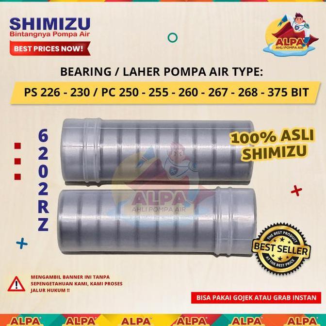 Supotsu- Bearing / Laher Shimizu Asli 6202Rz (Tutup Karet)