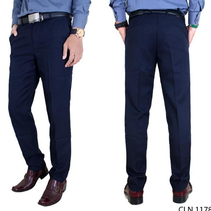 Celana Bahan Pria Men Suit Pants Formal Slim Fit Slimfit Kantor Navy Kerja