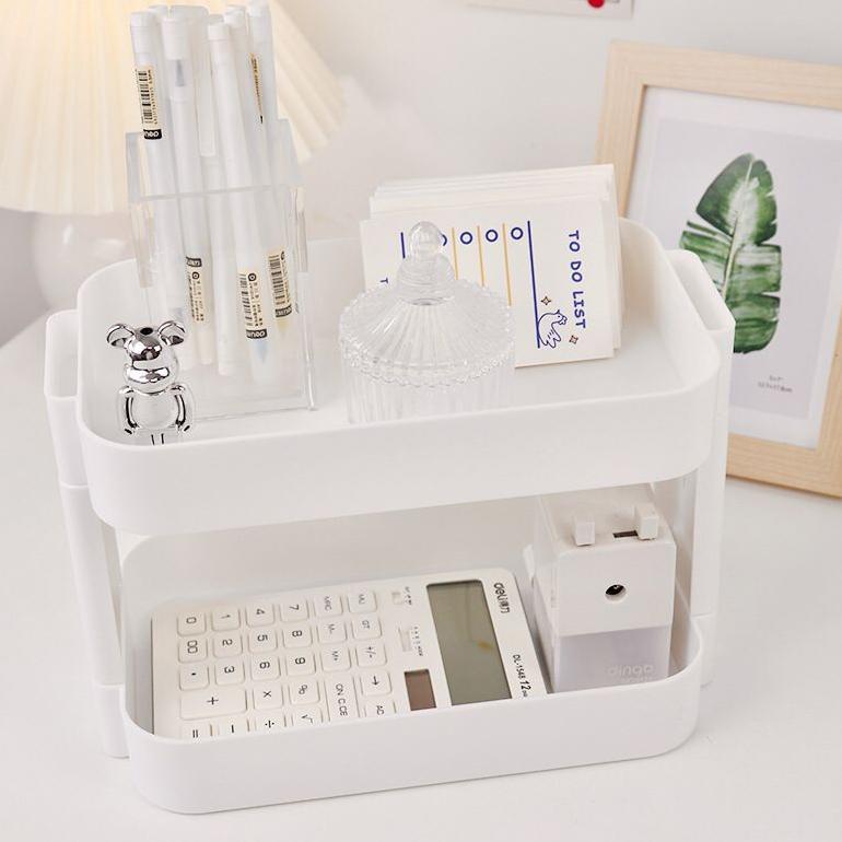 LUXIVAGALLERY [MILOLI] RAK DESKTOP MULTI-LAYER RAK PENYIMPANAN AESTHETIC KOREAN STYLE RAK PUTIH TING