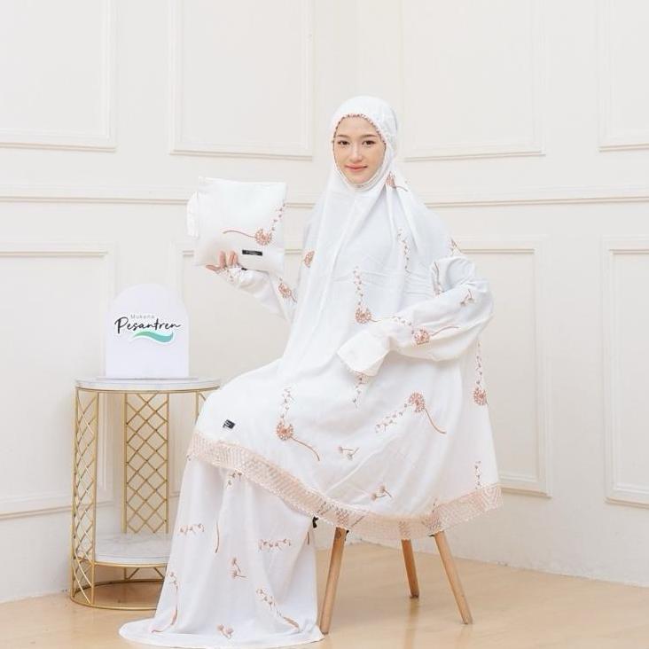 Mukena Potongan Berlengan Rayon / Mukena Ikhrom  Umroh Bordir Dandelion Mukena  Yang Ada Tangannya M