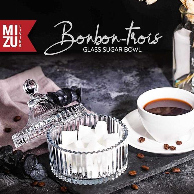 Termurah / Hot Sale Mizu Bonbon-Trois Glass Sugar Bowl Glass Jar Sugar Jar Toples Kaca Kecil Toples 