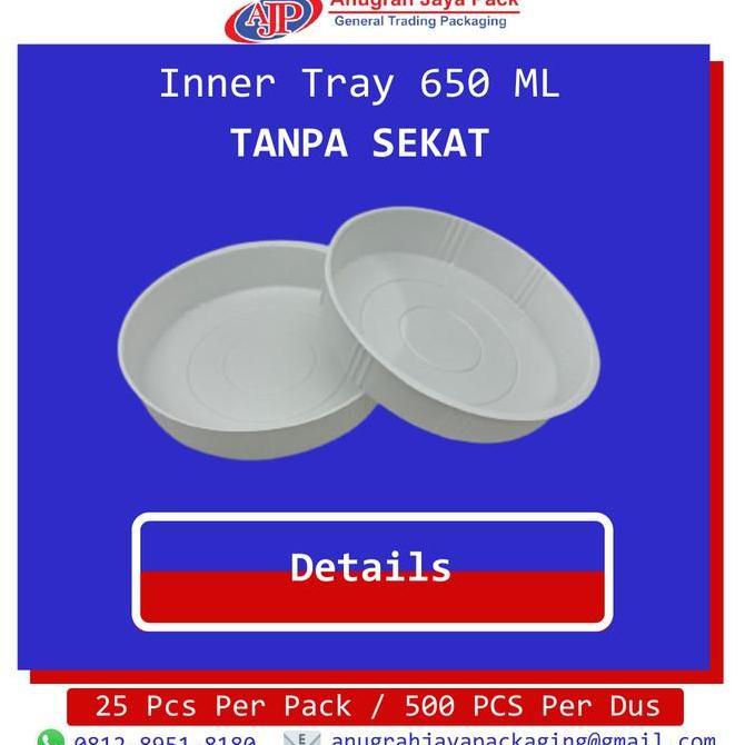 INNER TRAY PAPER BOWL 650 ML / PLASTIK TRAY SEKAT PAPER BOWL 650 ML