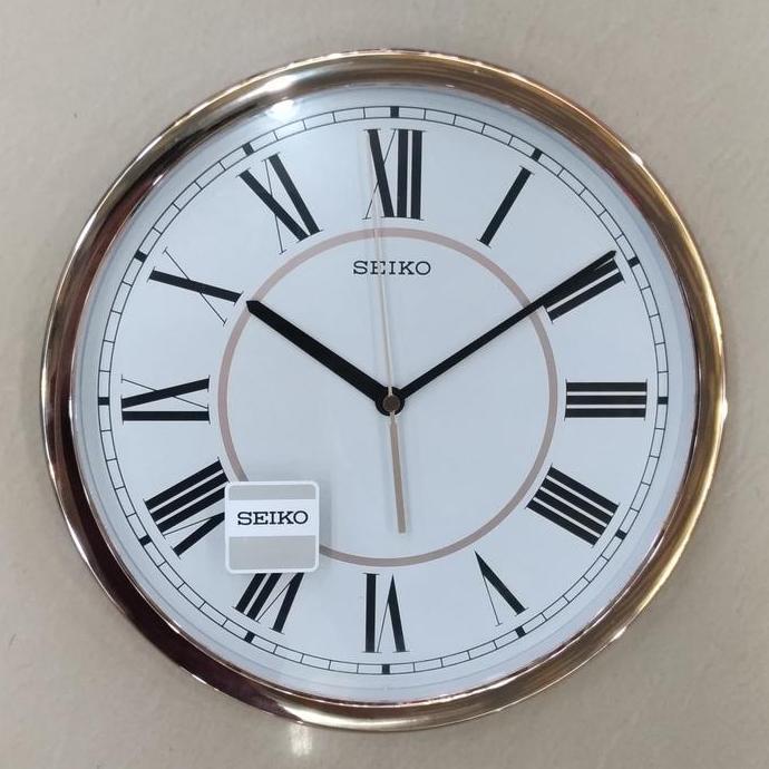 Jam Dinding SEIKO ORIGINAL 100 % QXA665P Rose Gold Romawi Laris QXA665