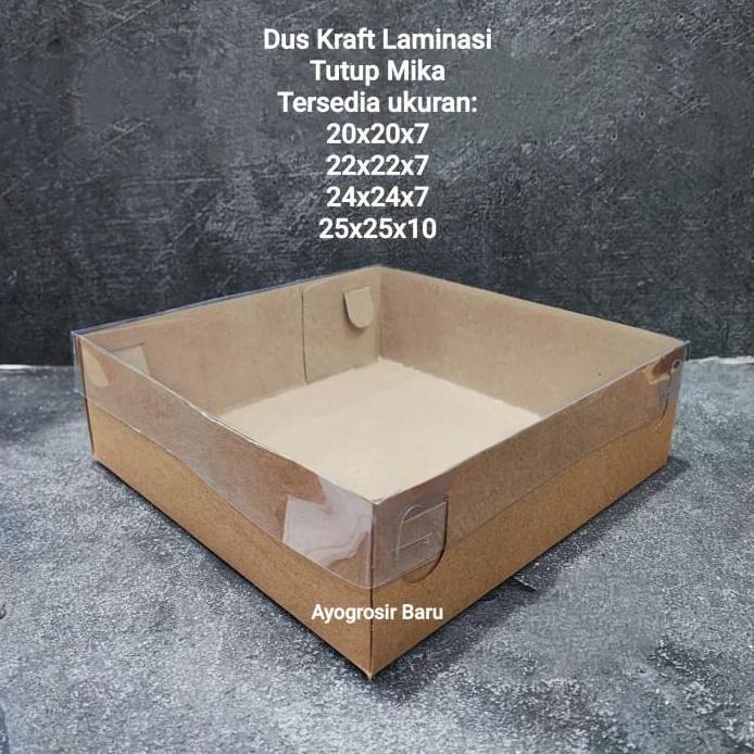 Laminasi Dus Kraft Mika 22x22x7 isi 10 pcs / Box Catering Puding Hampers