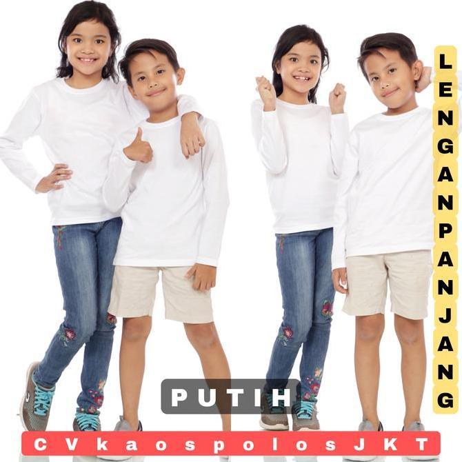 KAOS POLOS ANAK LENGAN PANJANG PUTIH