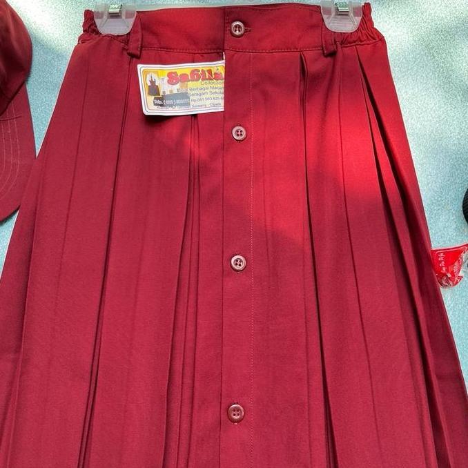 DISKON SPECIAL  Seragam sekolah SD ROK ADU MANIS ROK DOUBLE REMPEL MERAH,PUTIH, COKLAT PRAMUKA TERBA