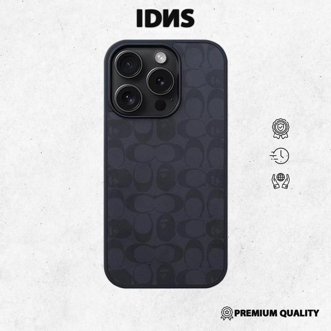 BEBAS ONGKIR - IDNS Hardcase Coach x Bape 01 Black  Case Iphone 11 12 13 Pro Max 14 Pro Max 15 Pro M