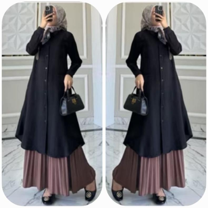 Long Tunik Wanita Busui Kancing Depan