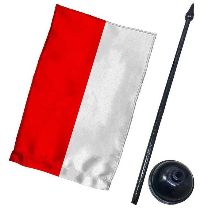 Bendera Meja Merah Putih Indonesia Bahan Kayu dan Kain Velvet