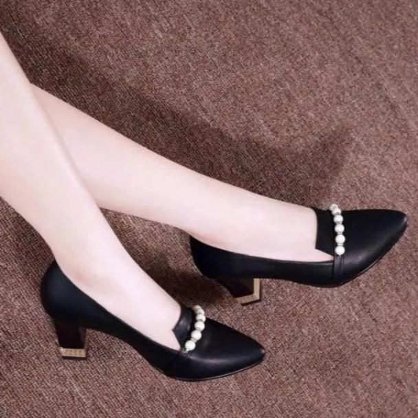 Sepatu Pantofel Wanita Hak Tinggi Korea