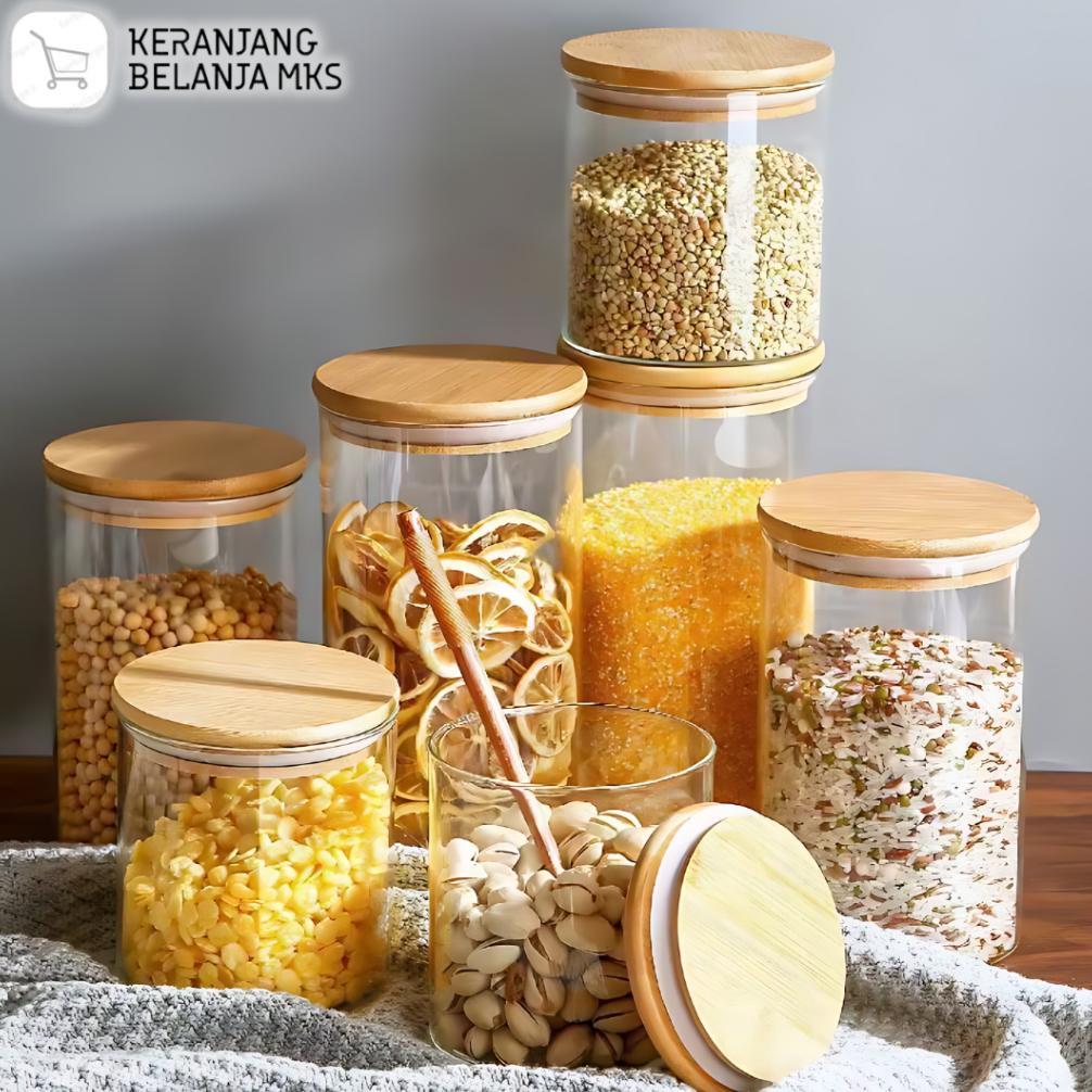 Toples Kaca Kedap Udara Tutup Kayu