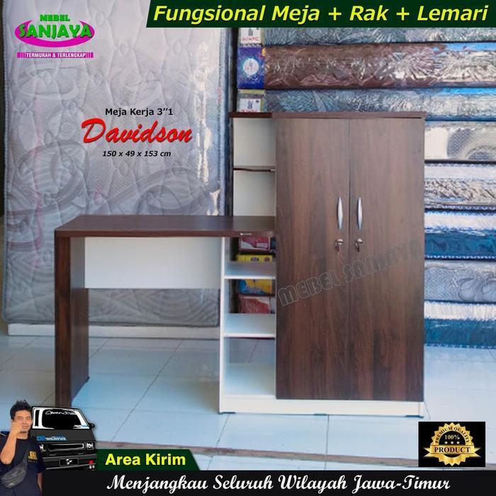 Meja Kerja / Meja Belajar dengan Rak dan Lemari Buku PAPAN TEBAL