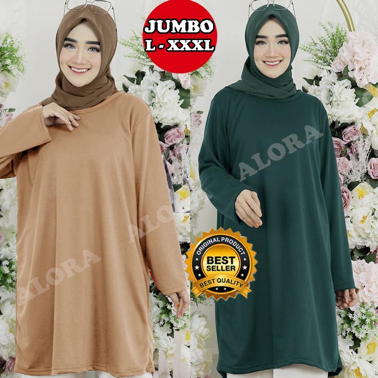Tunik Kaos Polos Jumbo Lengan Panjang