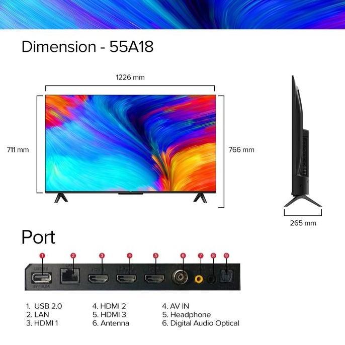 Promo Led Tv Tcl 55A18 A18 Google Tv 55 Inch 55" Smart Tv 55 Inch 4K Uhd Dce